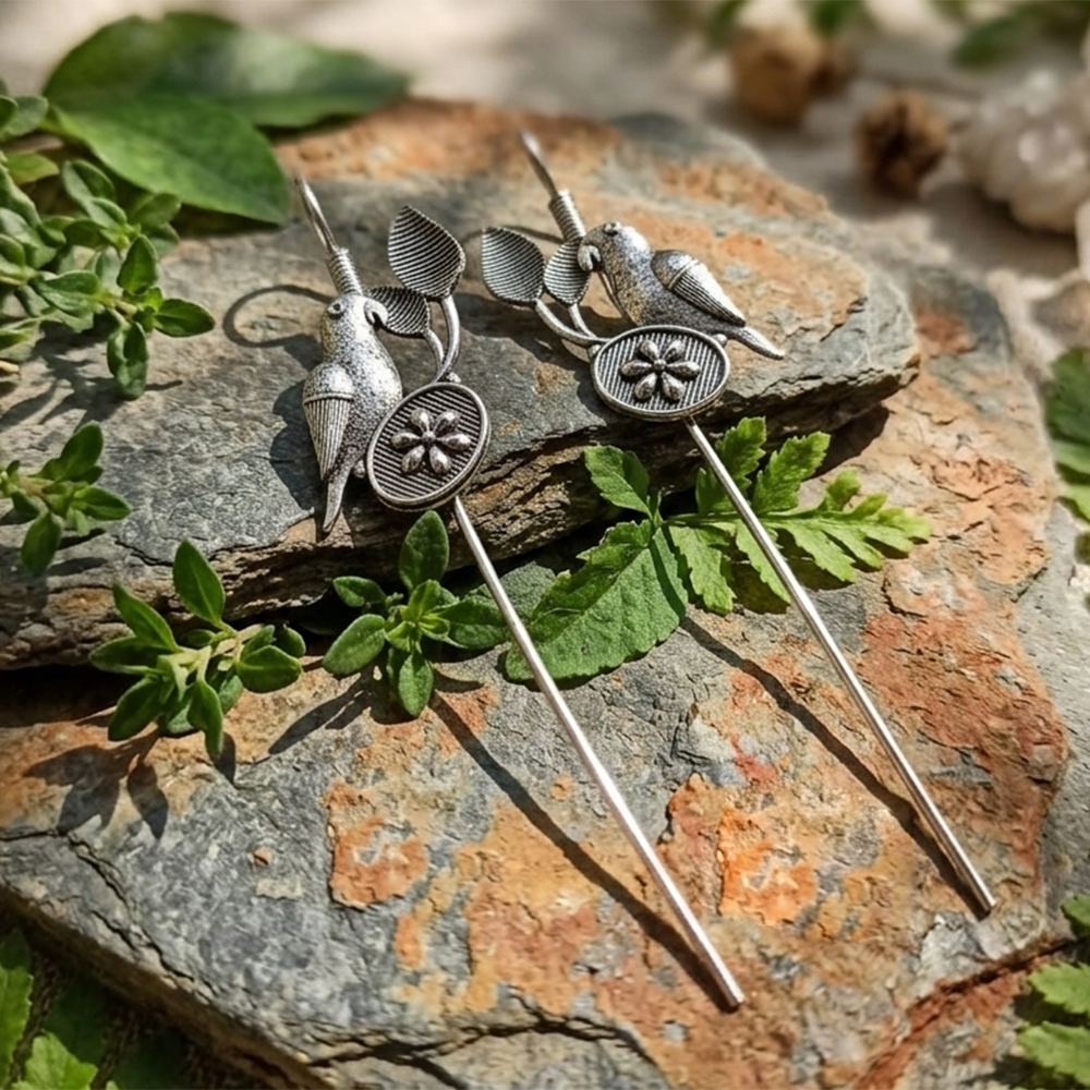 The99Jewel Oxidised Plated Bird Earcuff