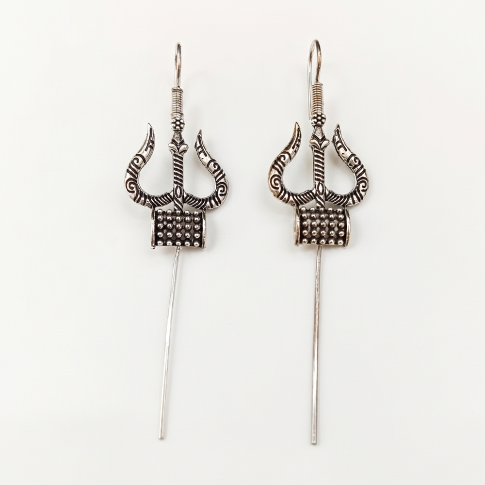 The99Jewel Oxidised Plated Trisul Earcuff