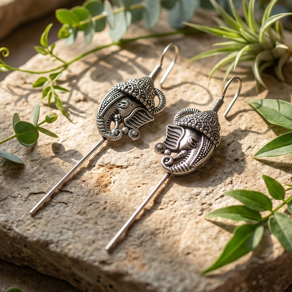 The99Jewel Oxidised Plated Lord Ganesha Earcuff
