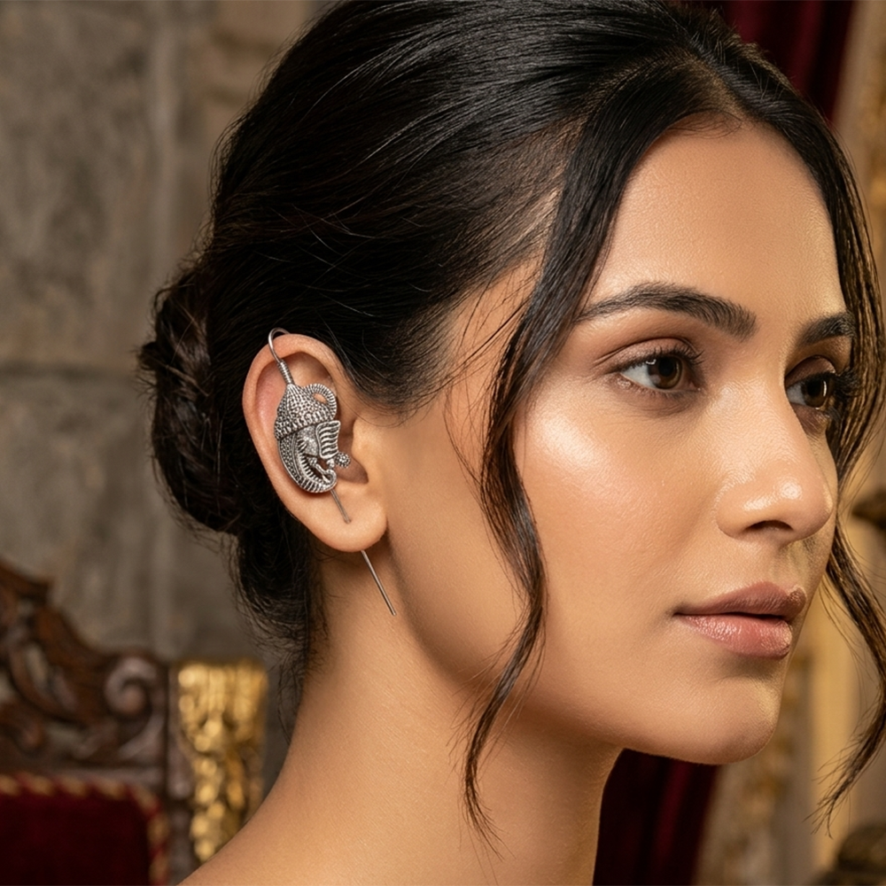 The99Jewel Oxidised Plated Lord Ganesha Earcuff