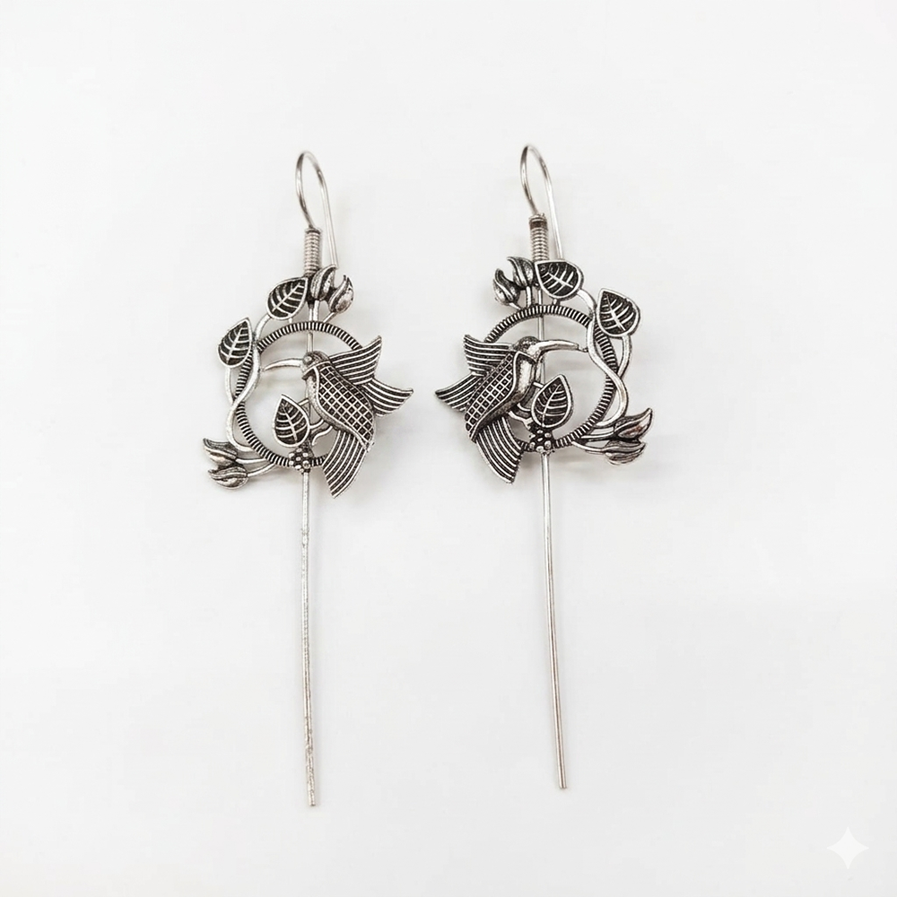 The99Jewel Oxidised Plated Bird Earcuff
