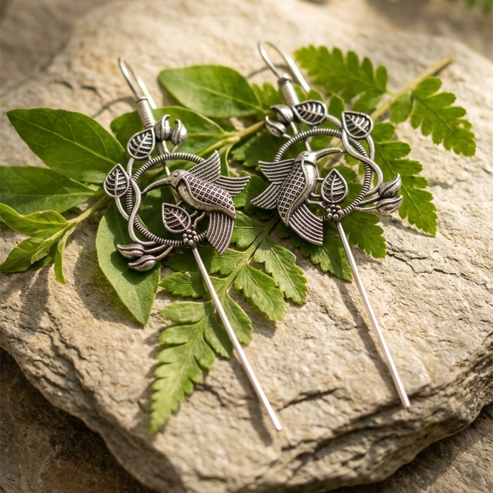 The99Jewel Oxidised Plated Bird Earcuff