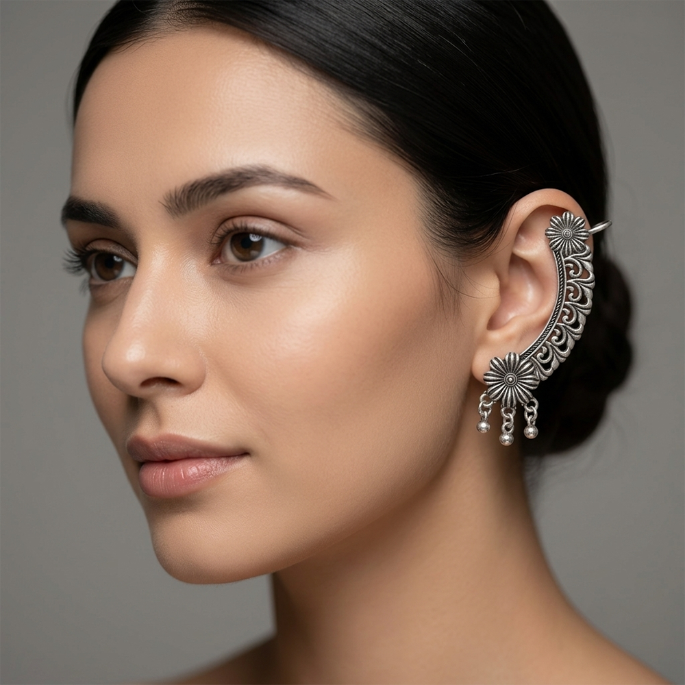 The99Jewel Ethnic Oxidised Ear Cuff Earring for Women