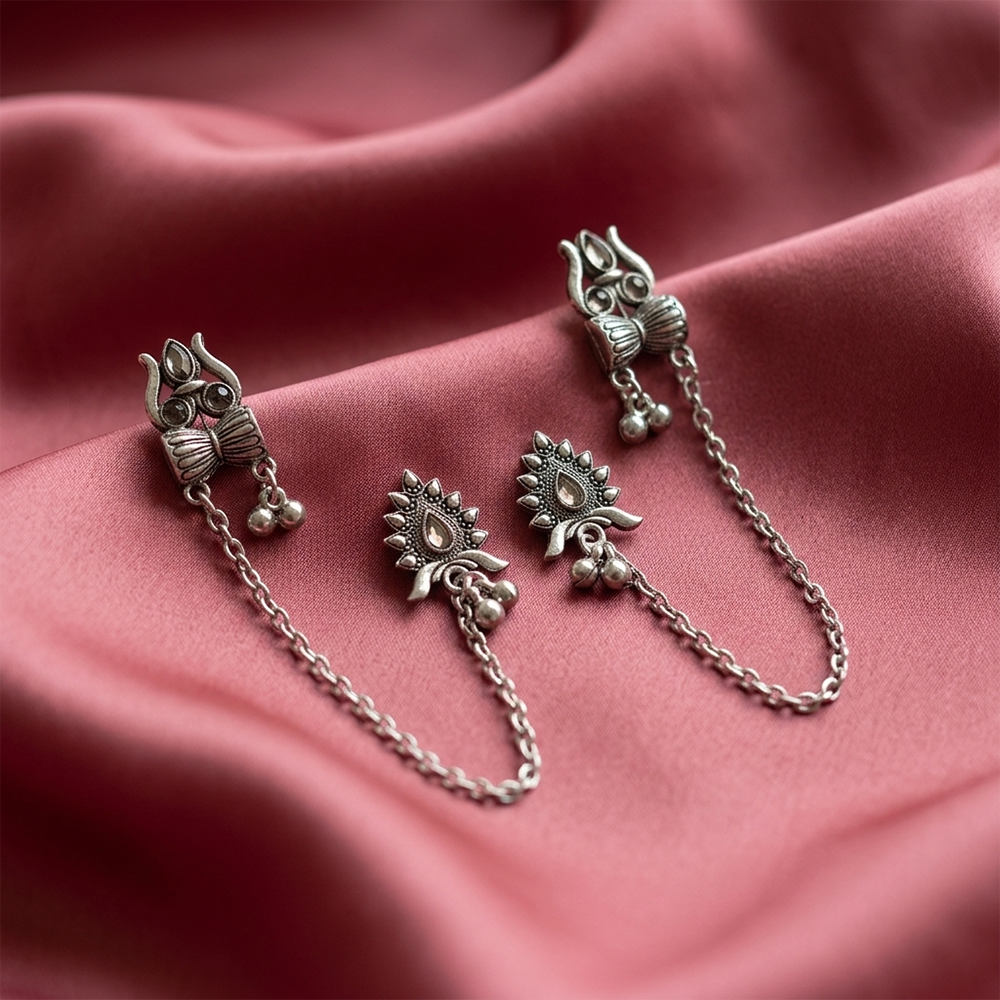 The99Jewel Traditional Trishul  Motif Oxidised Earcuff for Women
