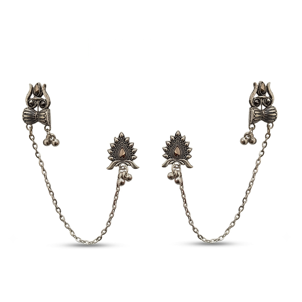 The99Jewel Traditional Trishul  Motif Oxidised Earcuff for Women