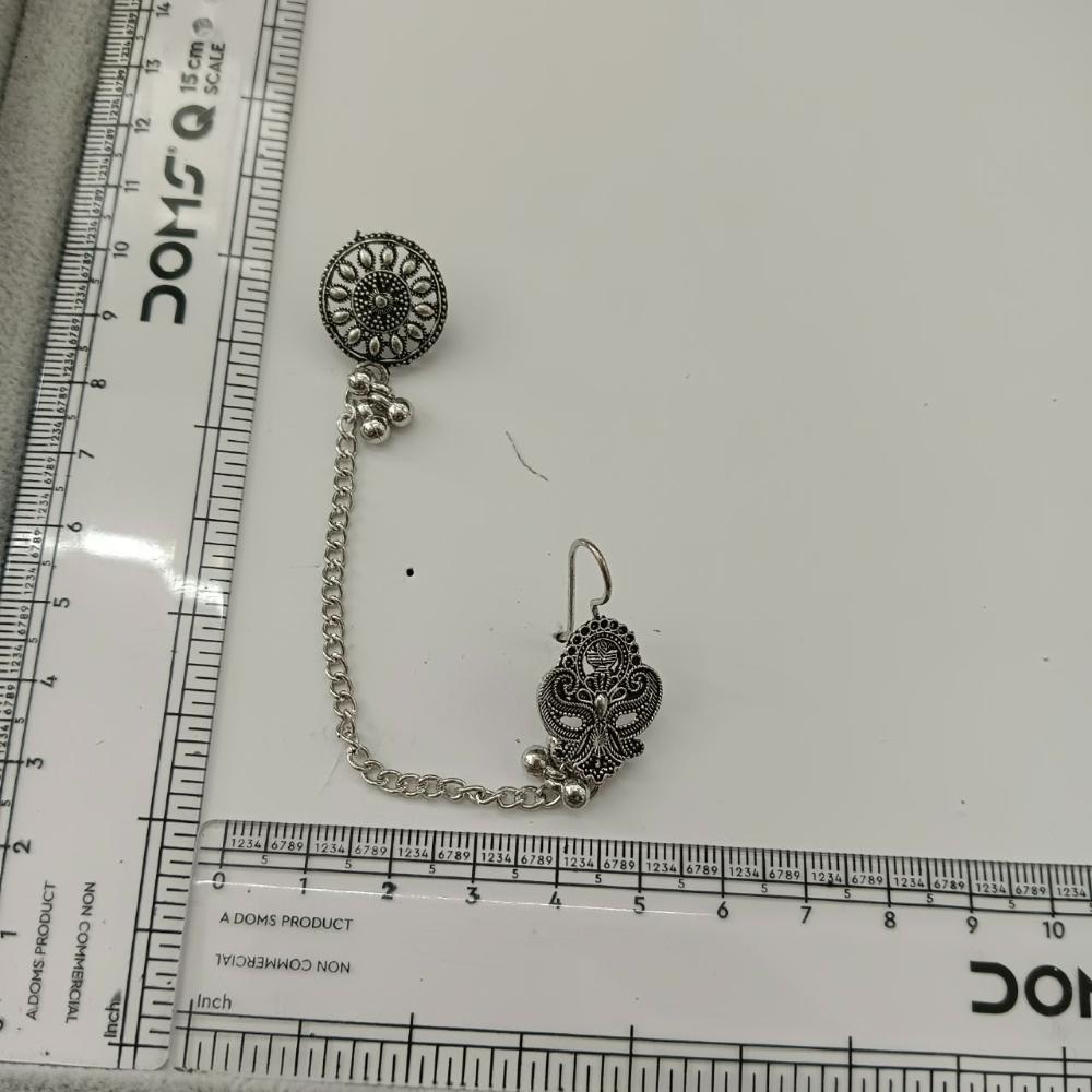 The99Jewel Stylish Oxidised Ear Cuffs with Floral Motif for Women Traditional Fashion Jewellery