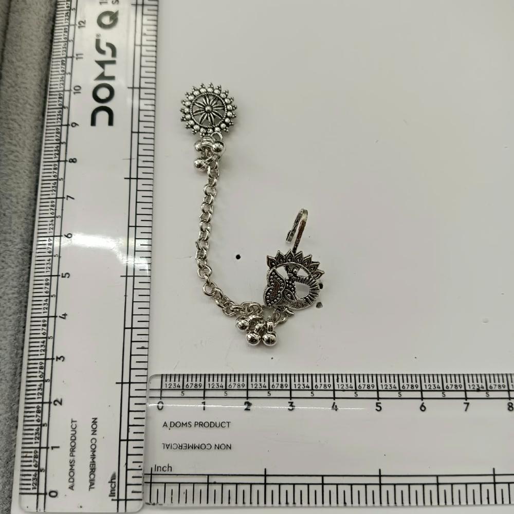 The99Jewel Stylish Oxidised Ear Cuffs with Peacock Motif for Women Traditional Fashion Jewellery