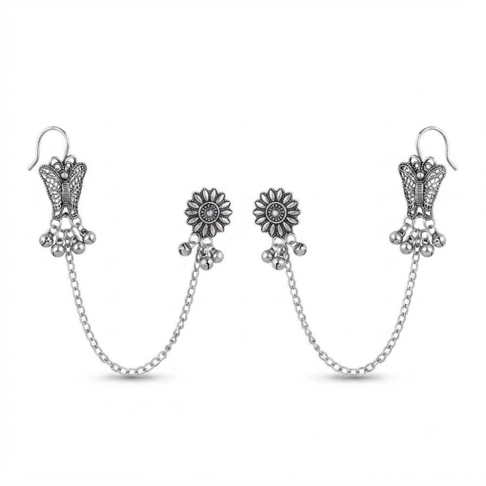 The99Jewel Stylish Oxidised Ear Cuffs with Butterfly Motif for Women Traditional Fashion Jewellery