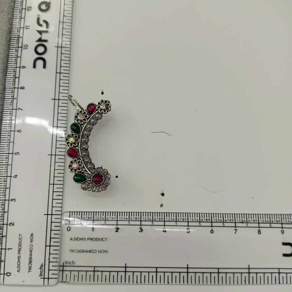 The99Jewel Stylish Oxidised Ear Cuffs with Floral Motif for Women Traditional Fashion Jewellery