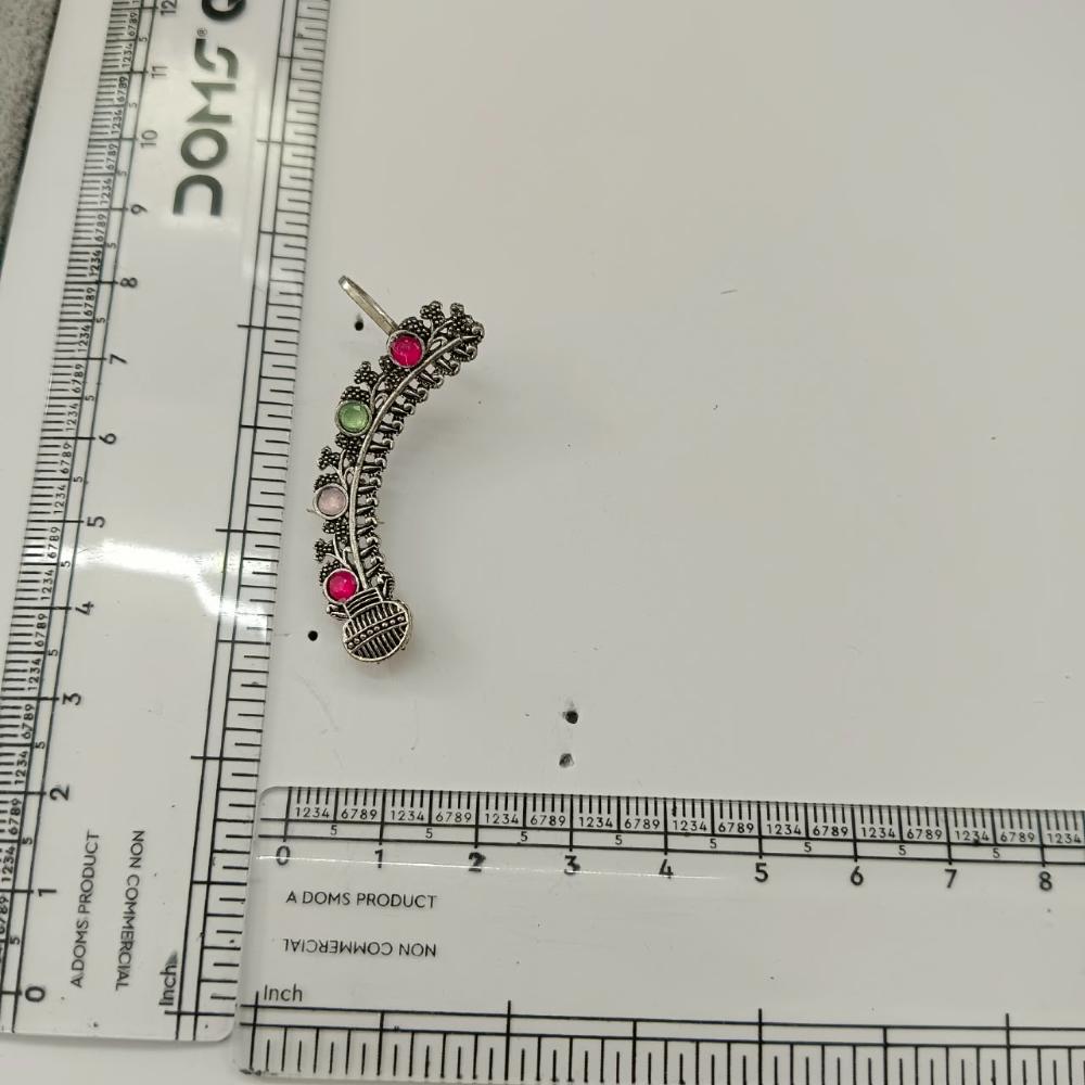 The99Jewel Stylish Oxidised Ear Cuffs with Floral Motif for Women Traditional Fashion Jewellery