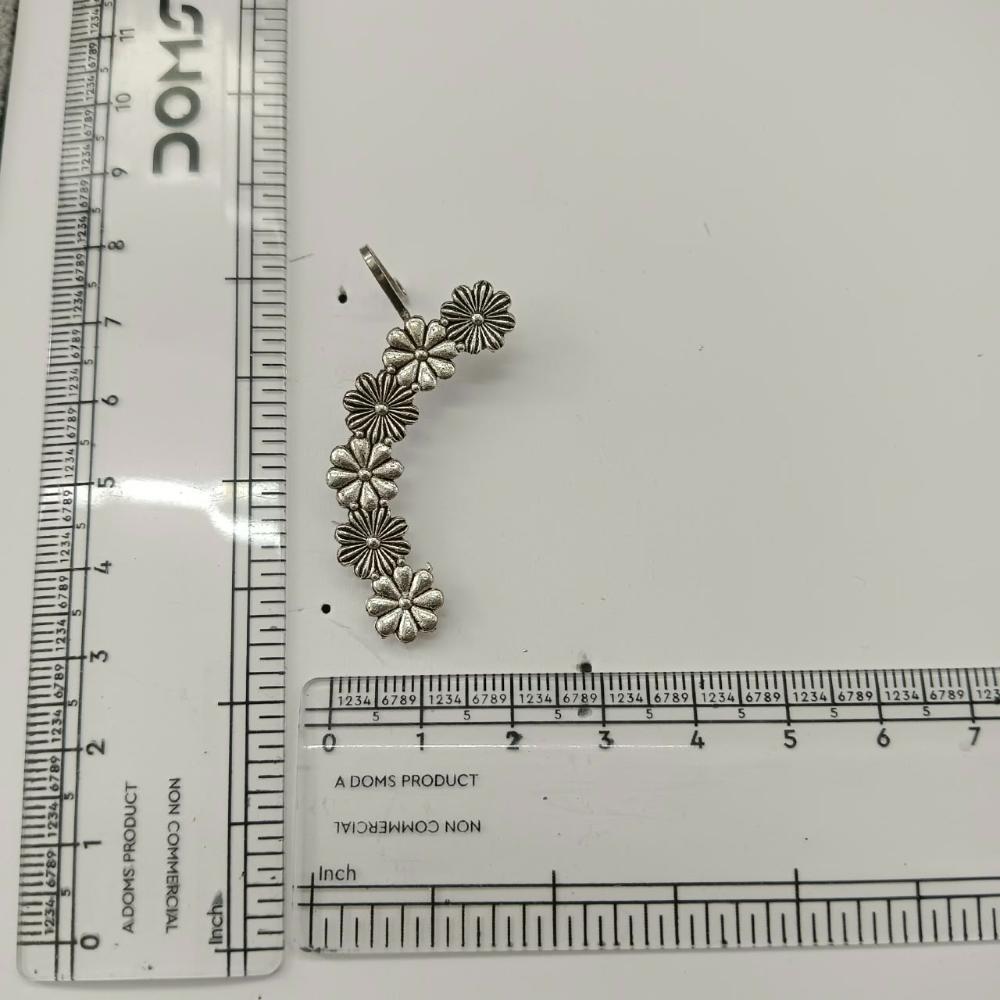 The99Jewel Stylish Oxidised Ear Cuffs with Floral Motif for Women Traditional Fashion Jewellery