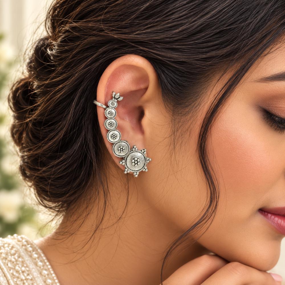 The99Jewel Stylish Oxidised Ear Cuffs for Women Traditional Fashion Jewellery