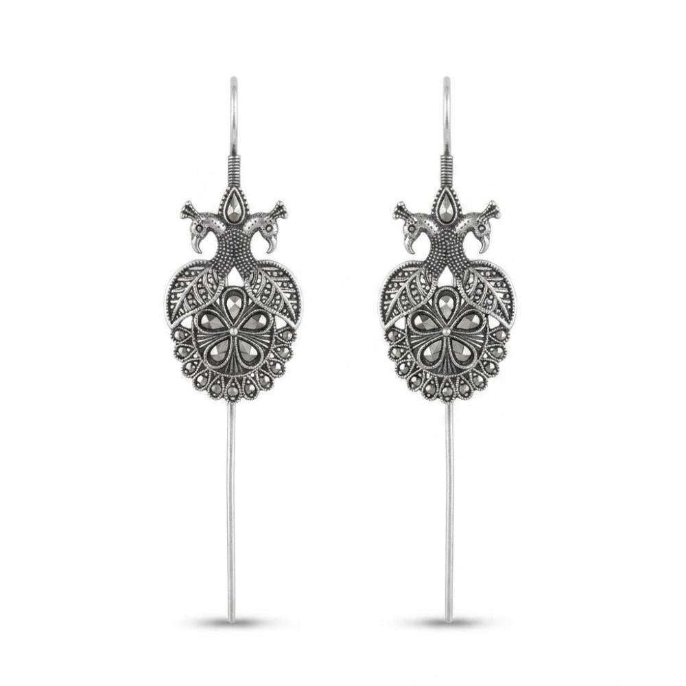 The99Jewel Stylish Oxidised Ear Cuffs with Peacock Motif for Women Traditional Fashion Jewellery