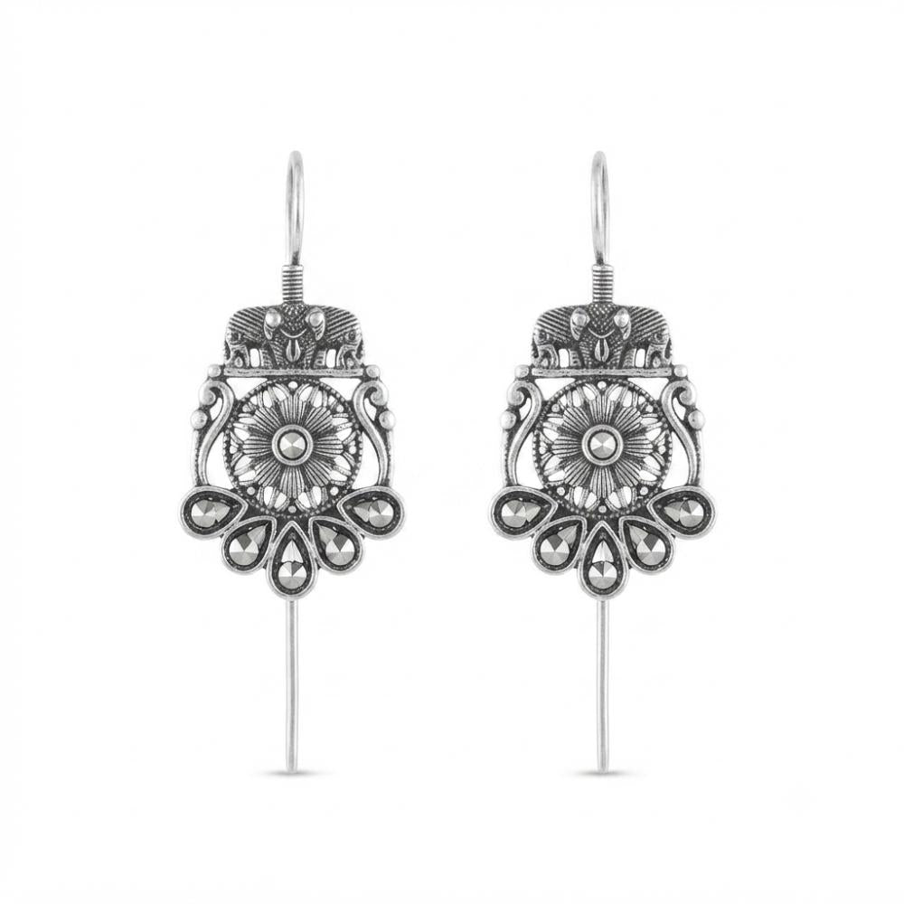 The99Jewel Stylish Oxidised Ear Cuffs with Peacock and Elephant Motif for Women Traditional Fashion Jewellery