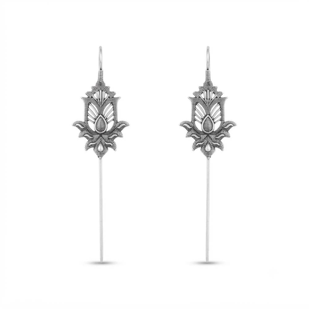 The99Jewel Stylish Oxidised Ear Cuffs with Lotus Motif for Women Traditional Fashion Jewellery