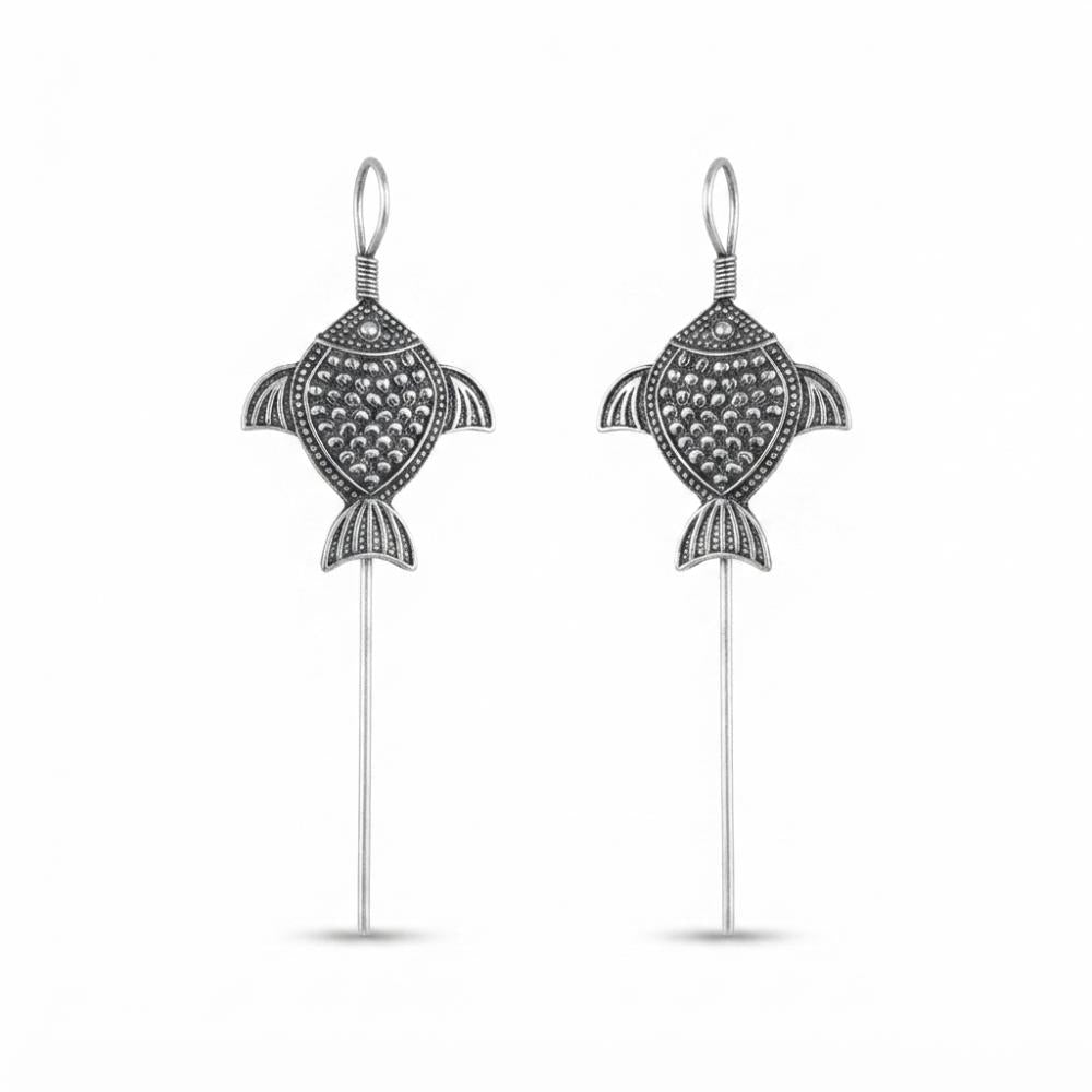 The99Jewel Stylish Oxidised Ear Cuffs with Fish Motif for Women Traditional Fashion Jewellery