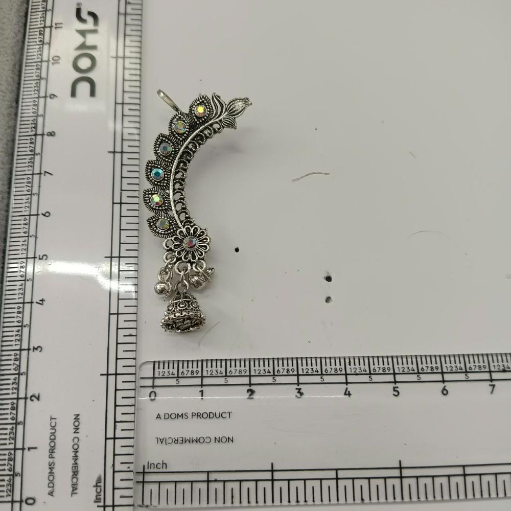 The99Jewel Stylish Oxidised Ear Cuffs with Floral Motif for Women Traditional Fashion Jewellery