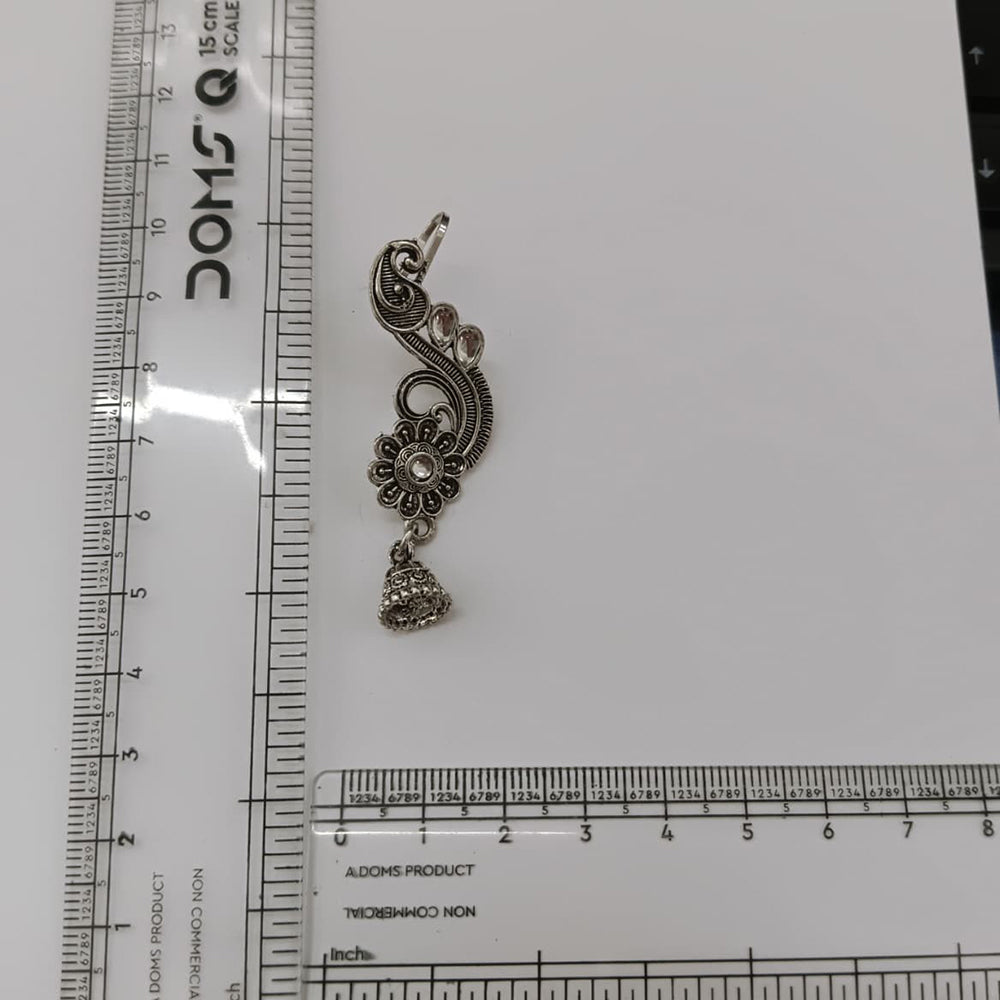 The99Jewel Stylish Oxidised Ear Cuffs with Floral Motif for Women Traditional Fashion Jewellery