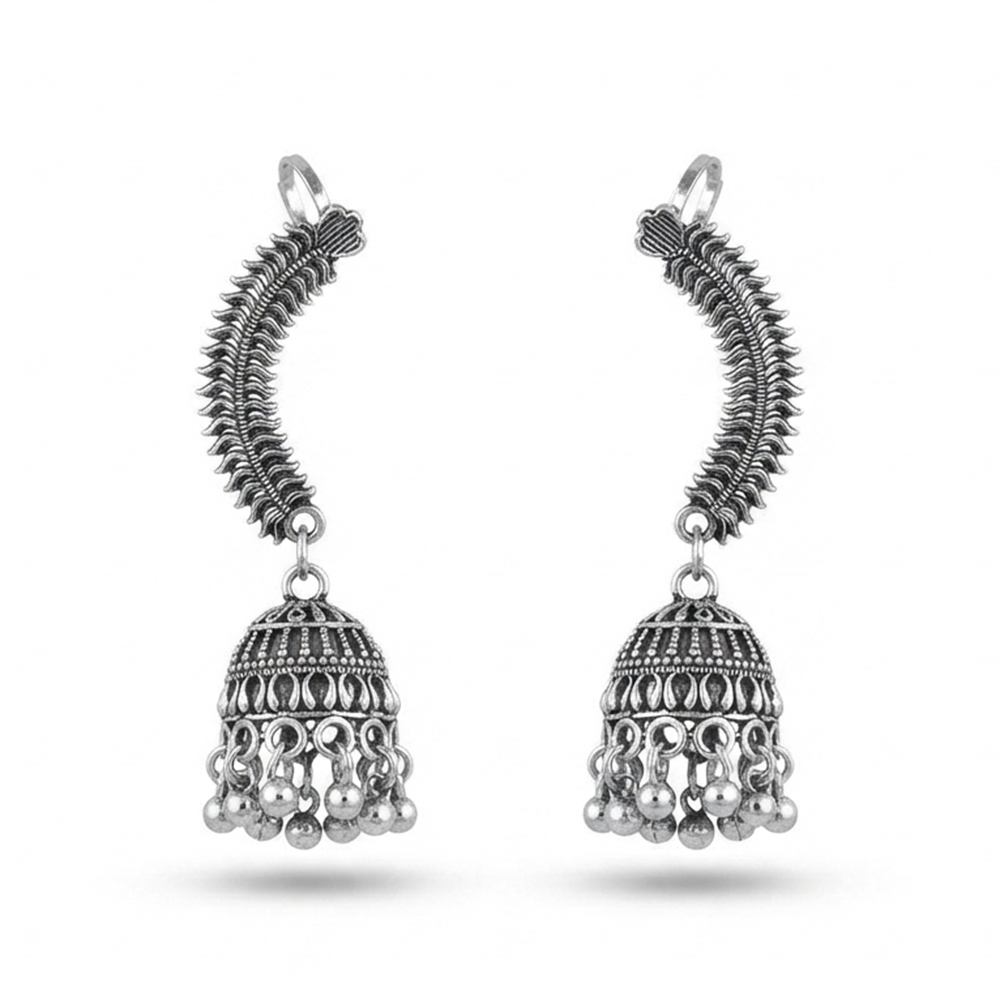 The99Jewel Stylish Oxidised Ear Cuffs with Jhumki for Women Traditional Fashion Jewellery