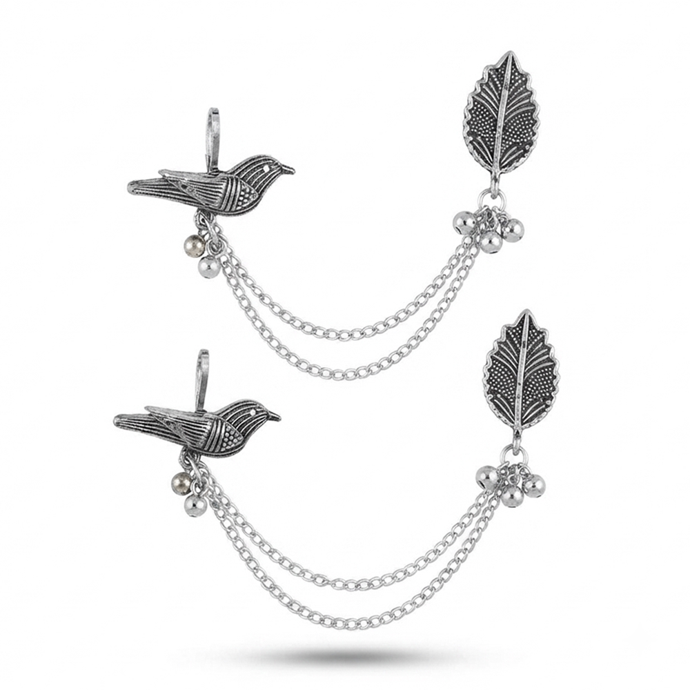 The99Jewel Stylish Oxidised Ear Cuffs with Bird Motif for Women Traditional Fashion Jewellery