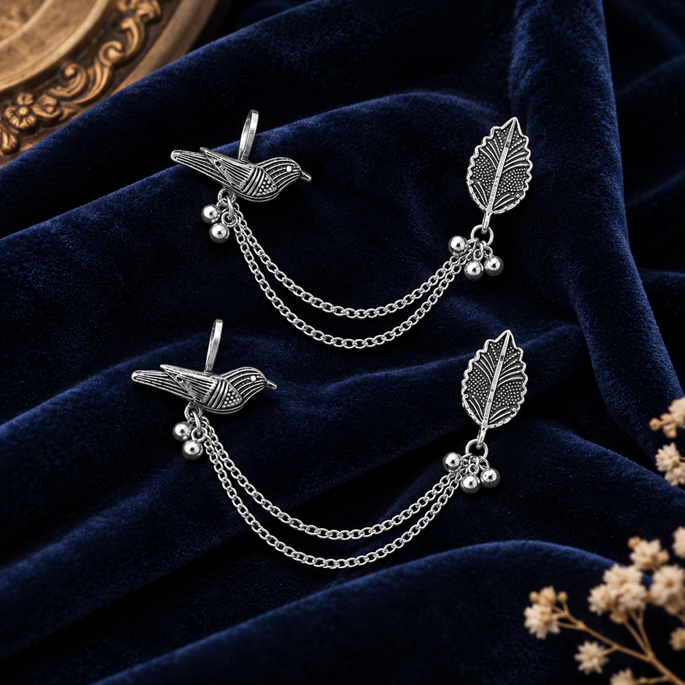 The99Jewel Stylish Oxidised Ear Cuffs with Bird Motif for Women Traditional Fashion Jewellery