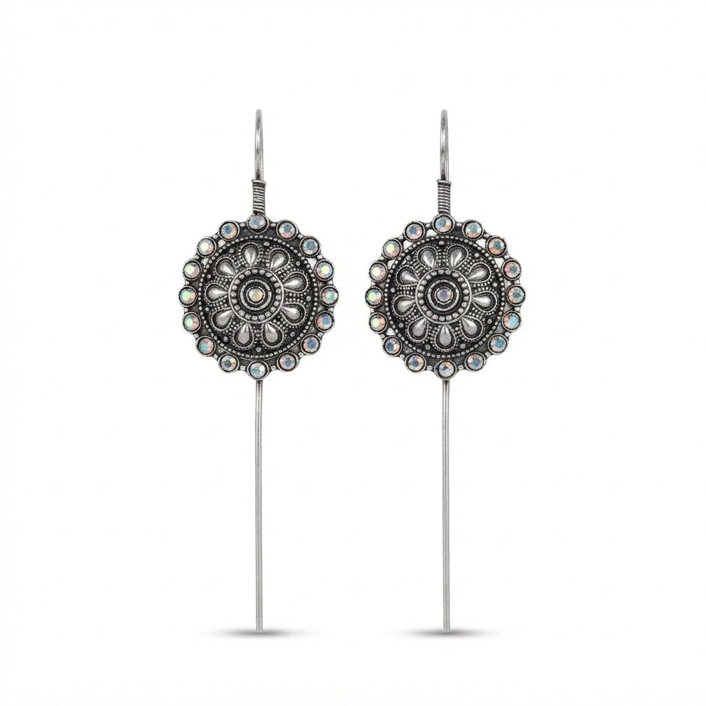 The99Jewel Stylish Oxidised Ear Cuffs with Floral Motif for Women Traditional Fashion Jewellery