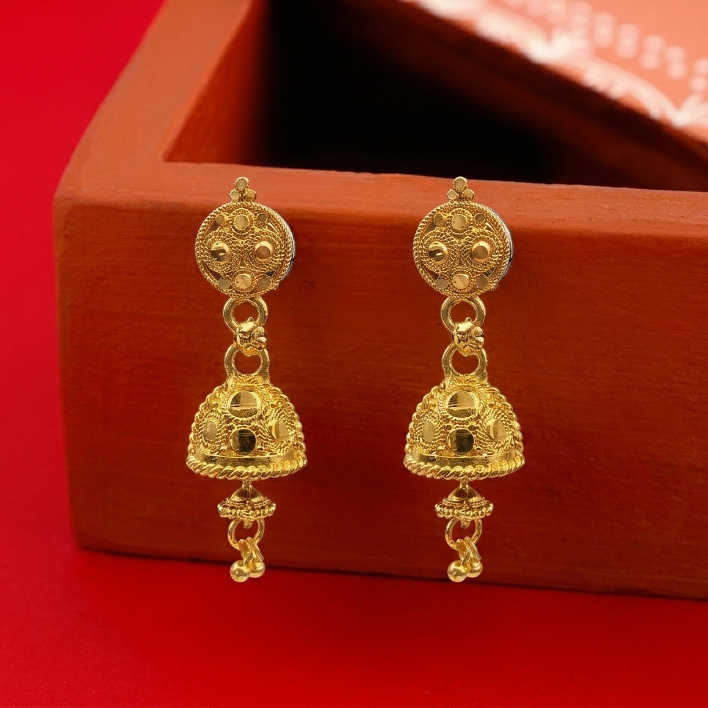 The99Jewel Elegant Gold Plated Floral Jhumka Drop Earrings