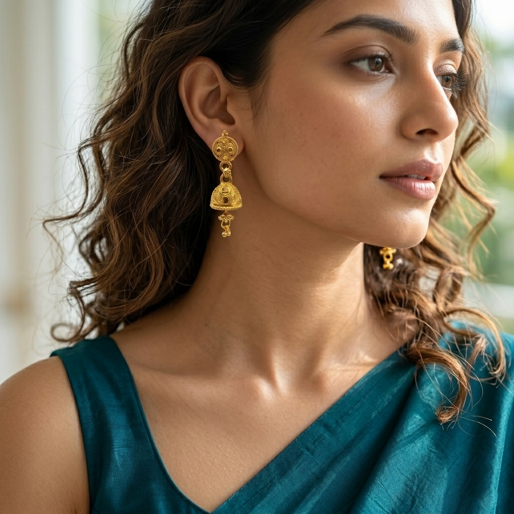 The99Jewel Elegant Gold Plated Floral Jhumka Drop Earrings