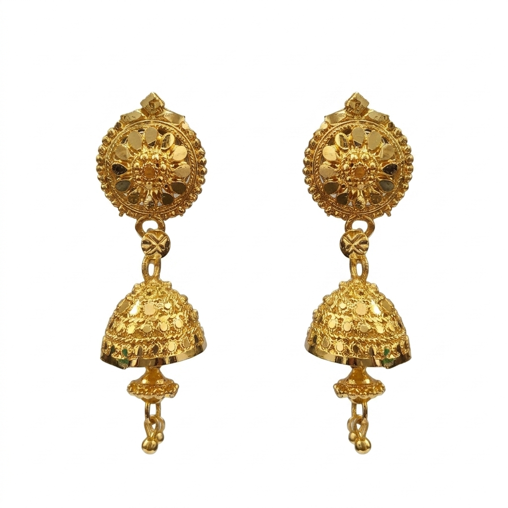 The99Jewel Elegant Gold Plated Floral Jhumka Drop Earrings