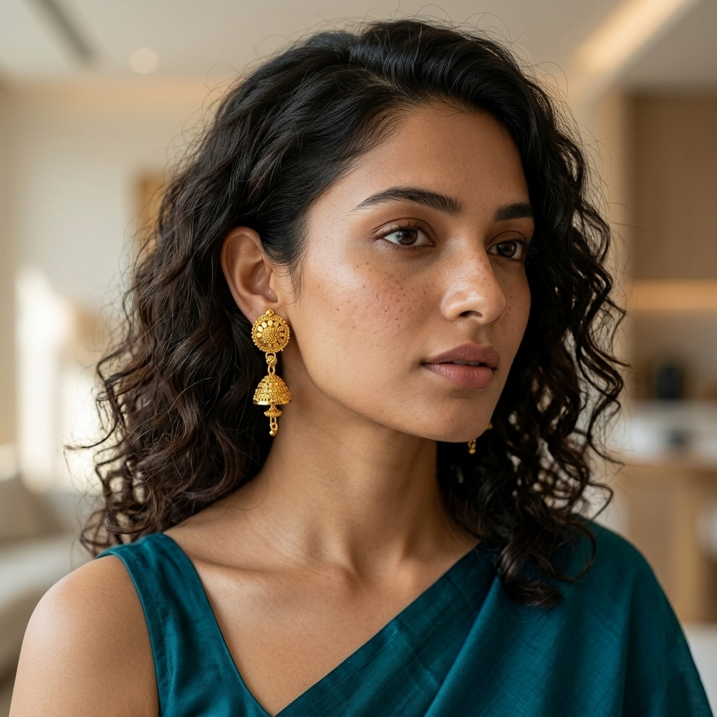The99Jewel Elegant Gold Plated Floral Jhumka Drop Earrings