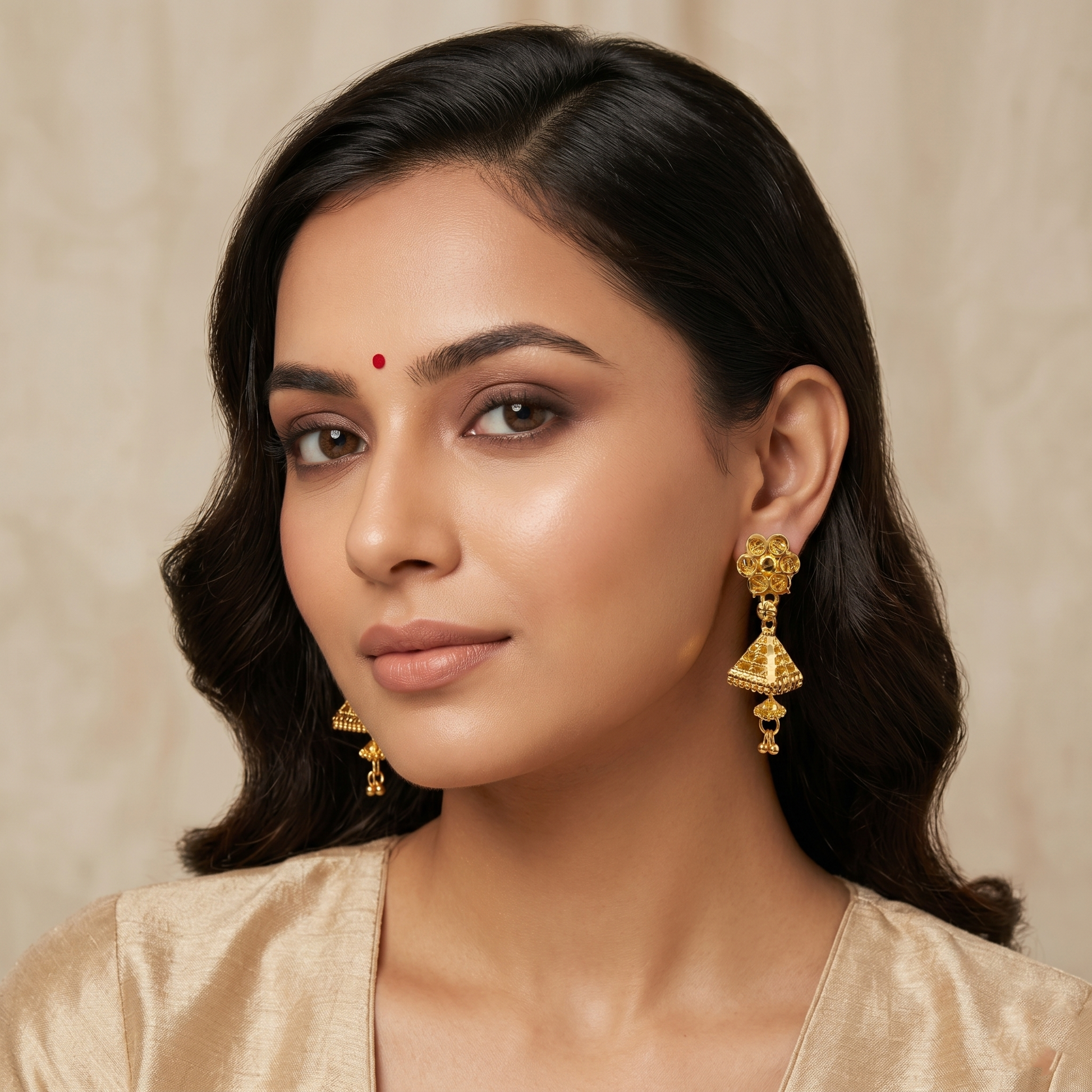 The99Jewel Elegant Gold Plated Floral Jhumka Drop Earrings