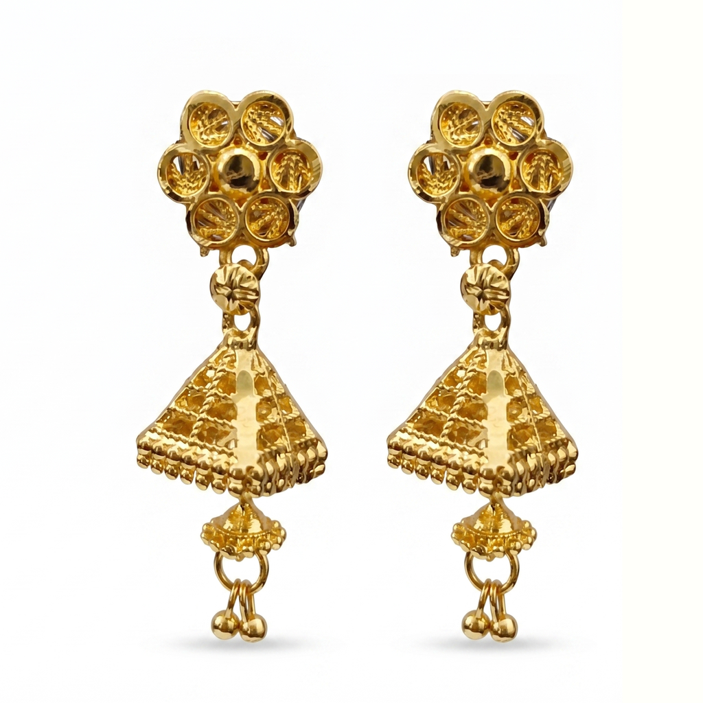 The99Jewel Elegant Gold Plated Floral Jhumka Drop Earrings