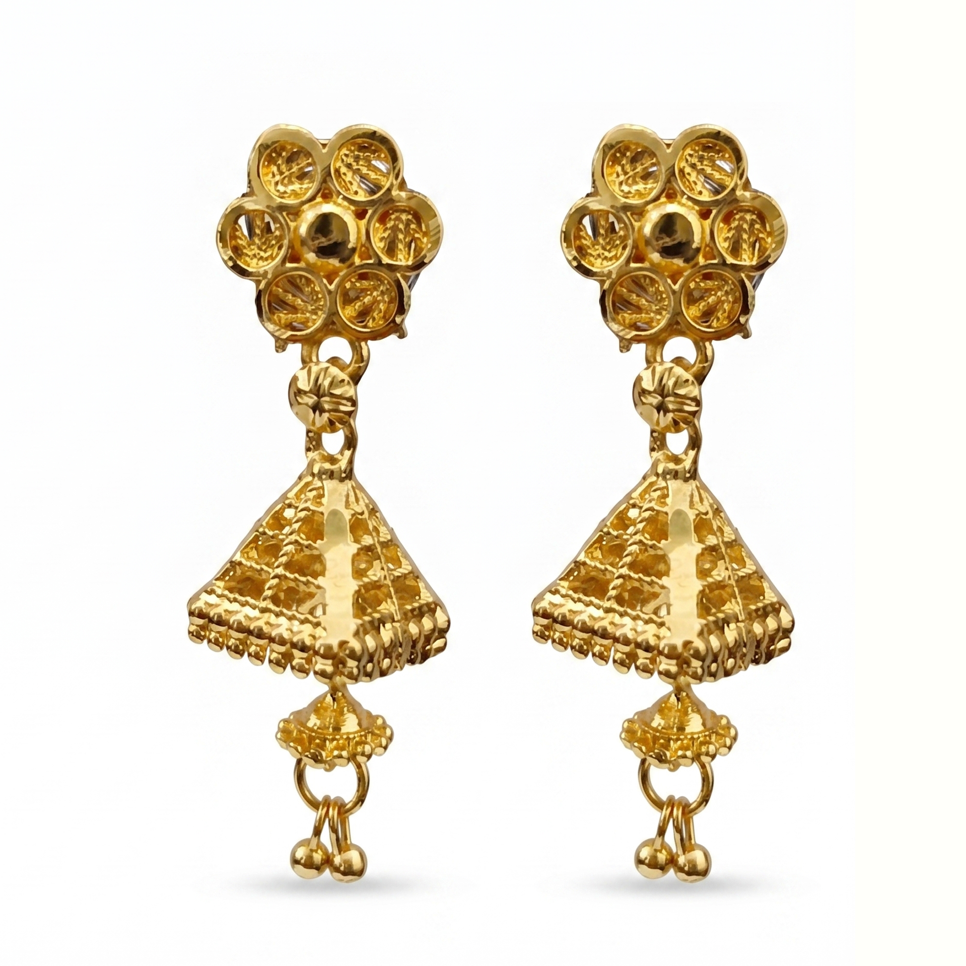The99Jewel Elegant Gold Plated Floral Jhumka Drop Earrings