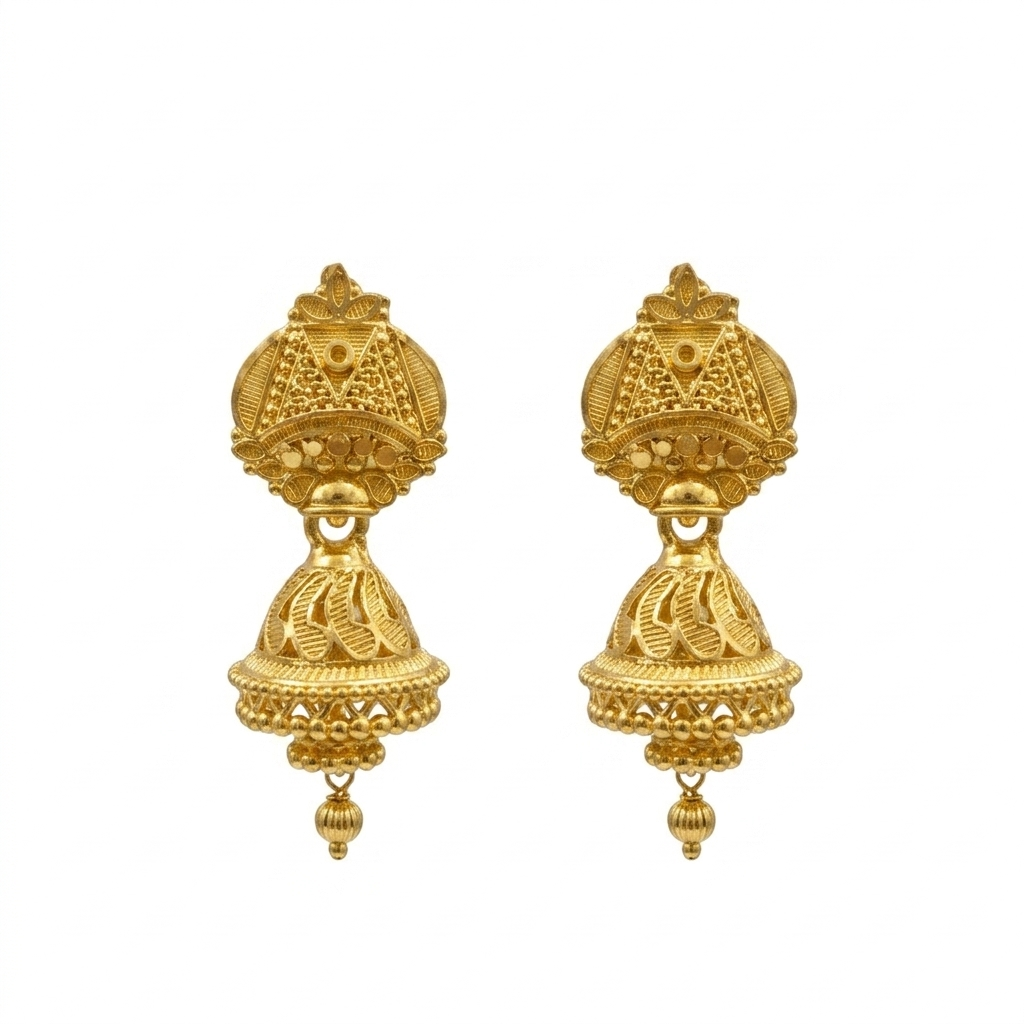 The99Jewel Elegant Gold Plated Floral Jhumka Drop Earrings