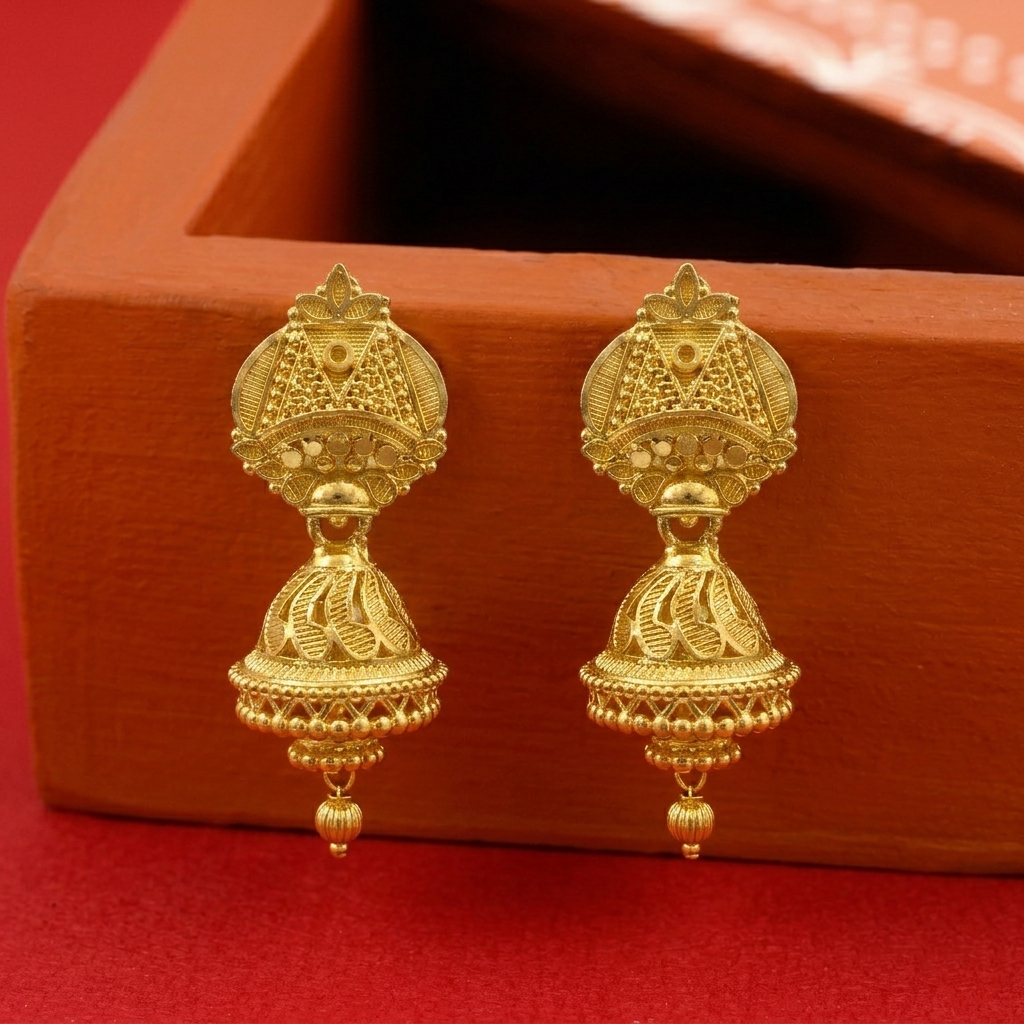 The99Jewel Elegant Gold Plated Floral Jhumka Drop Earrings