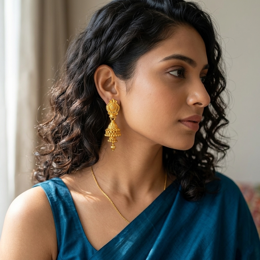 The99Jewel Elegant Gold Plated Floral Jhumka Drop Earrings
