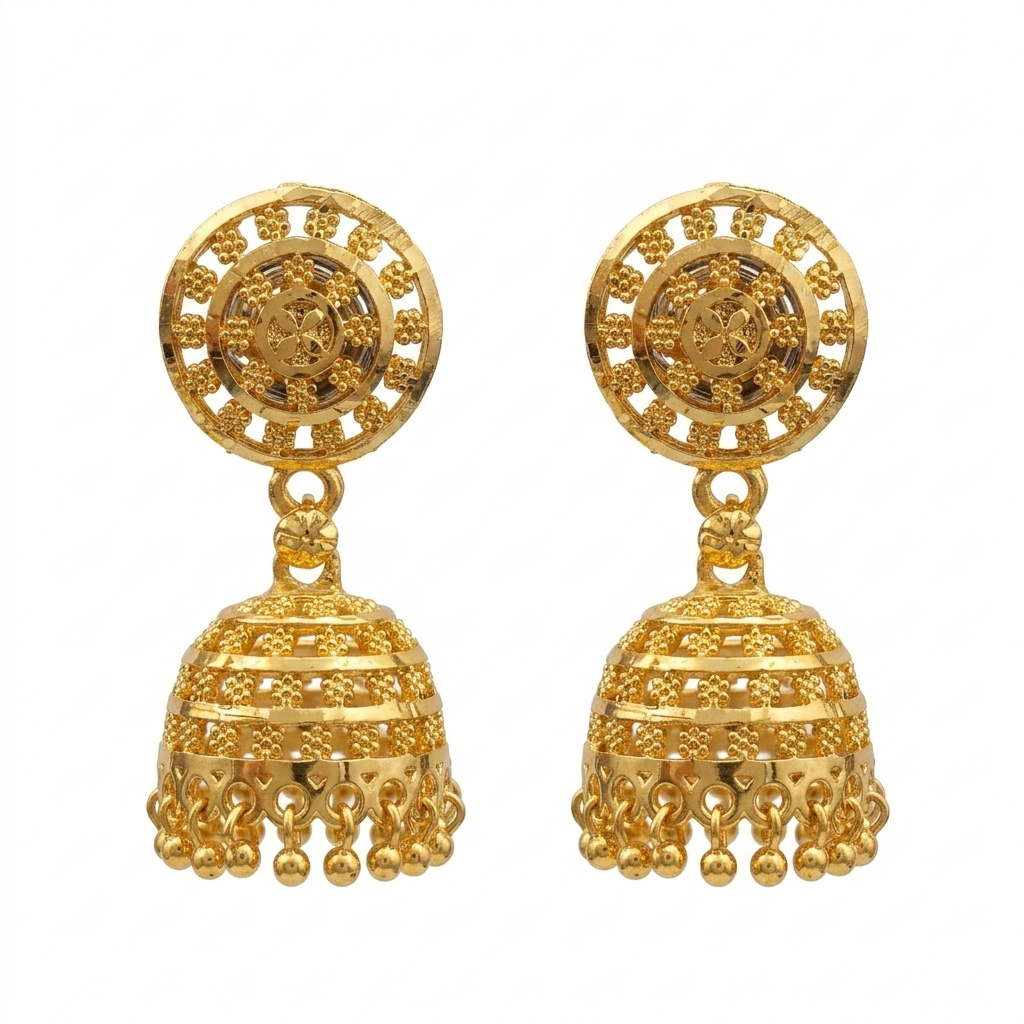 The99Jewel Elegant Gold Plated Floral Jhumka Drop Earrings