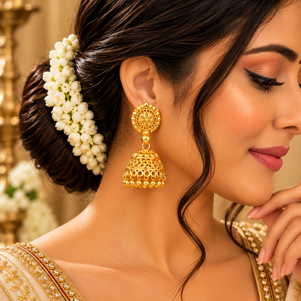 The99Jewel Stylish Gold Plated Jhumka Earrings | Traditional Fashion Jewellery for Festive & Party Wear