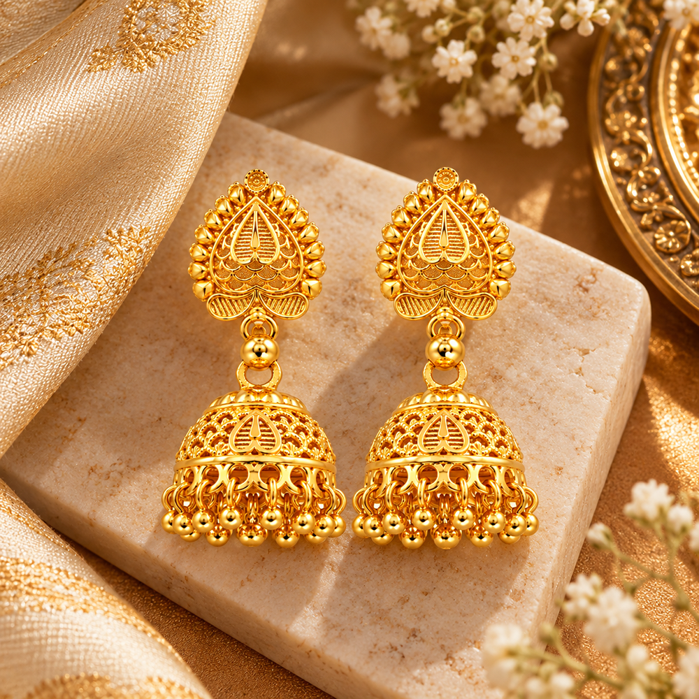 The99Jewel Stylish Gold Plated Jhumka Earrings | Traditional Fashion Jewellery for Festive & Party Wear