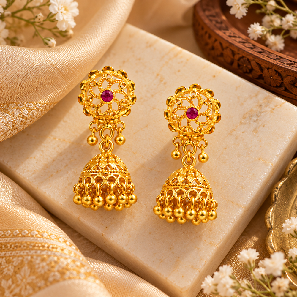 The99Jewel Stylish Gold Plated Jhumka Earrings | Traditional Fashion Jewellery for Festive & Party Wear