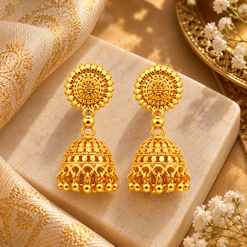 The99Jewel Beautiful Gold Plated Jhumka Earrings for Women | Designer Ethnic Jewellery for Festive Looks