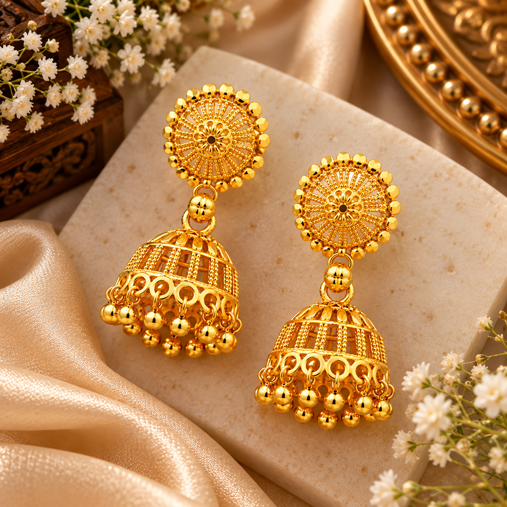 The99Jewel Beautiful Gold Plated Jhumka Earrings for Women | Designer Ethnic Jewellery for Festive Looks