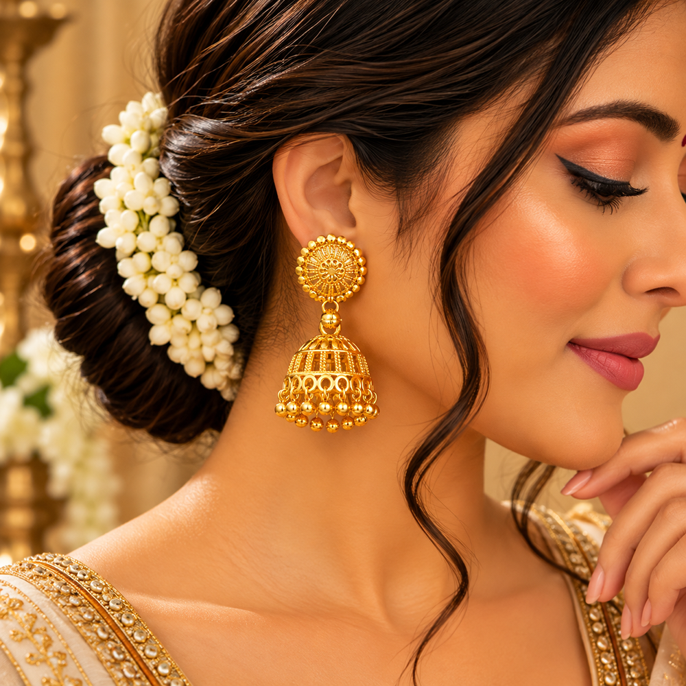 The99Jewel Beautiful Gold Plated Jhumka Earrings for Women | Designer Ethnic Jewellery for Festive Looks