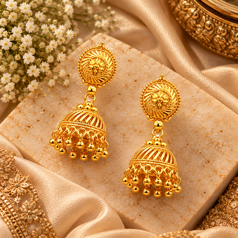 The99Jewel Beautiful Gold Plated Jhumka Earrings for Women | Designer Ethnic Jewellery for Festive Looks