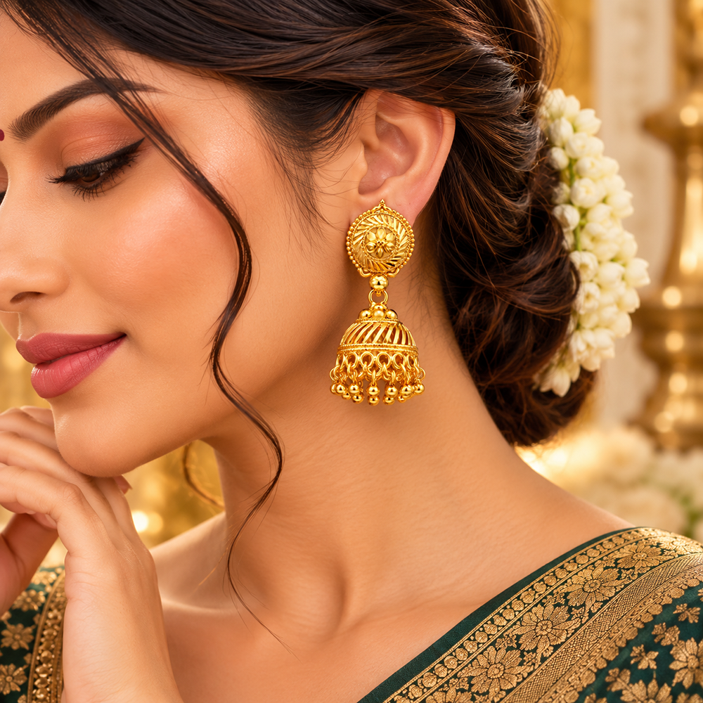 The99Jewel Beautiful Gold Plated Jhumka Earrings for Women | Designer Ethnic Jewellery for Festive Looks