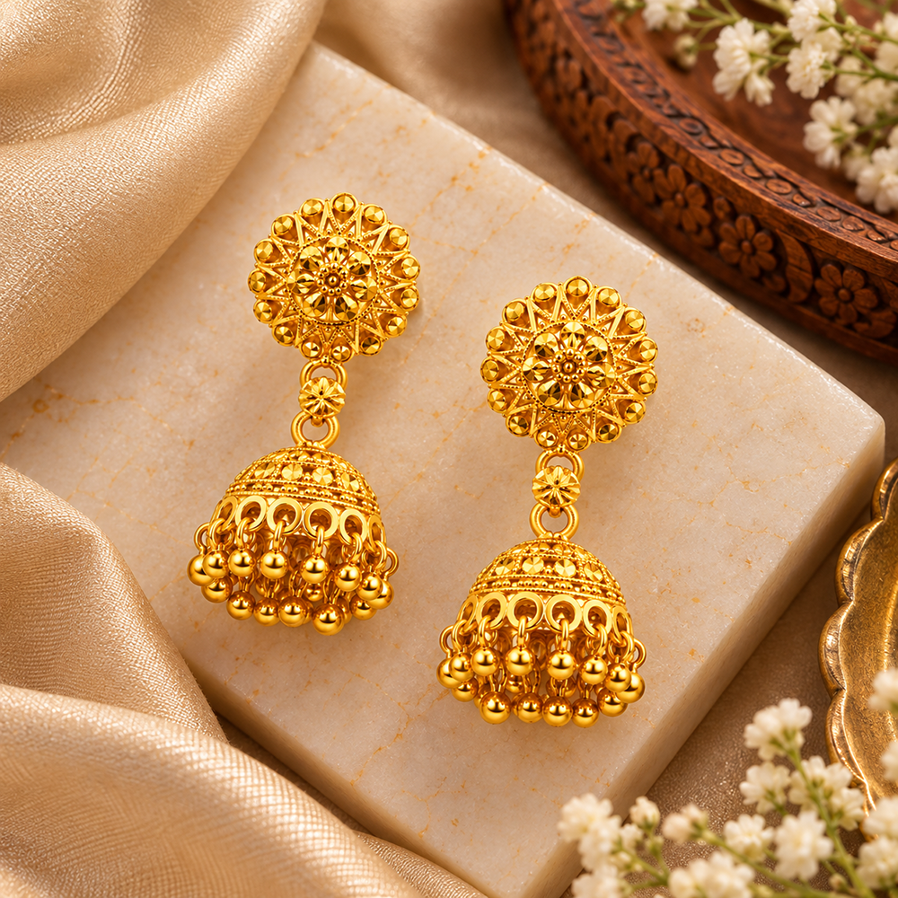The99Jewel Beautiful Gold Plated Jhumka Earrings for Women | Designer Ethnic Jewellery for Festive Looks