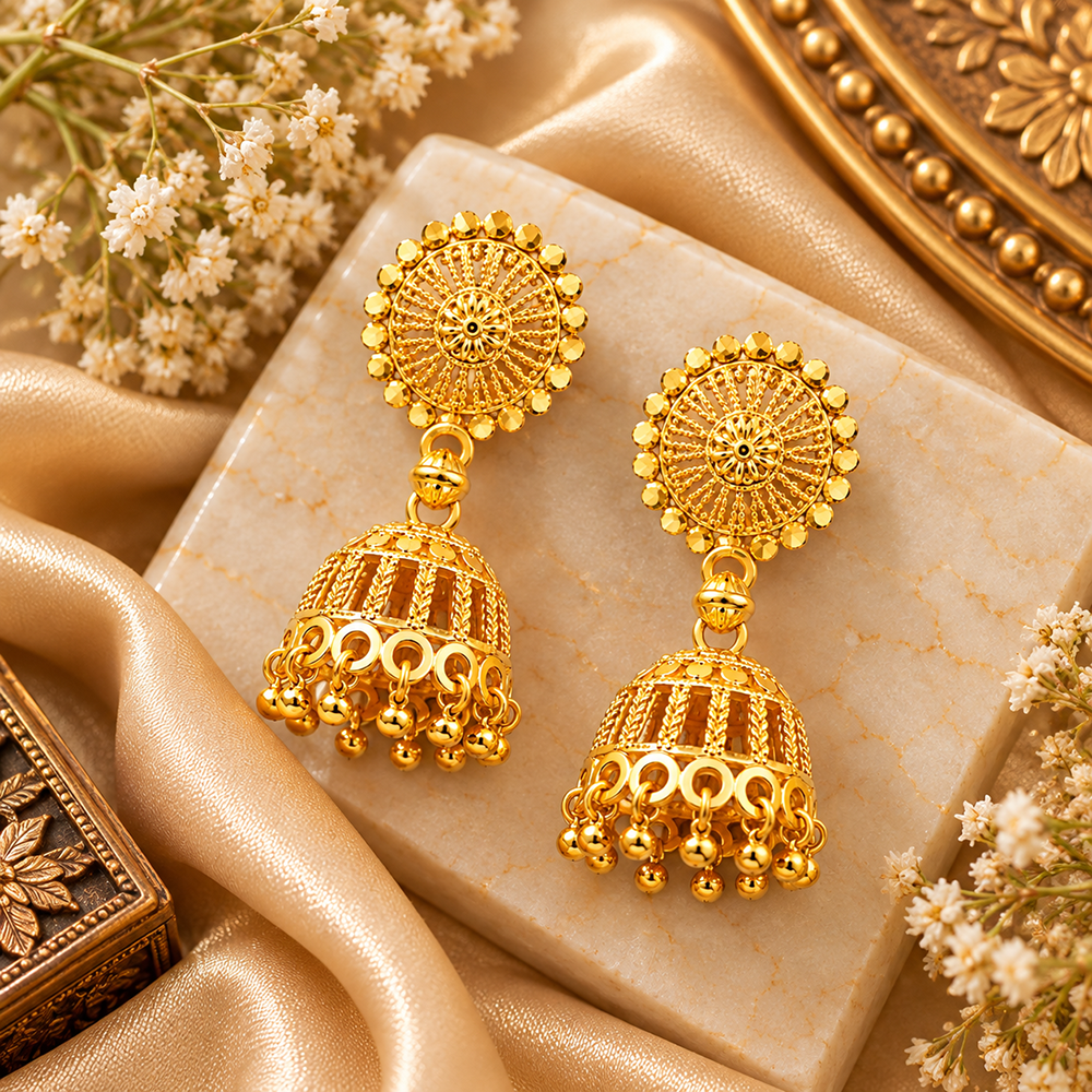 The99Jewel Beautiful Gold Plated Jhumka Earrings for Women | Designer Ethnic Jewellery for Festive Looks