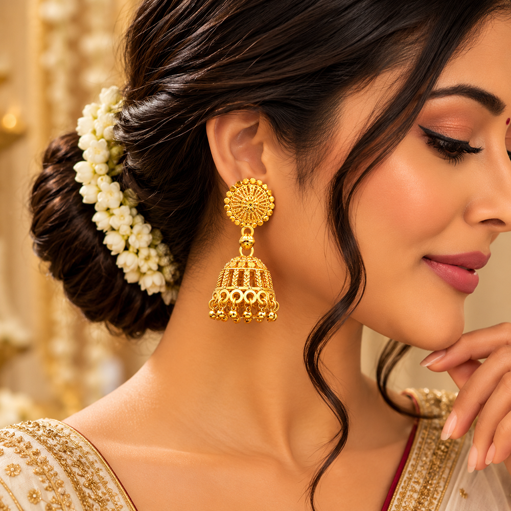 The99Jewel Beautiful Gold Plated Jhumka Earrings for Women | Designer Ethnic Jewellery for Festive Looks