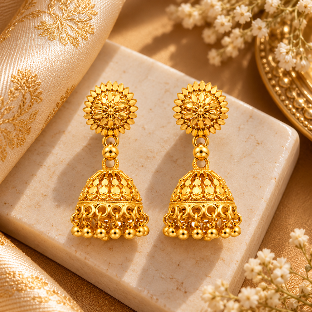 The99Jewel Beautiful Gold Plated Jhumka Earrings for Women | Designer Ethnic Jewellery for Festive Looks