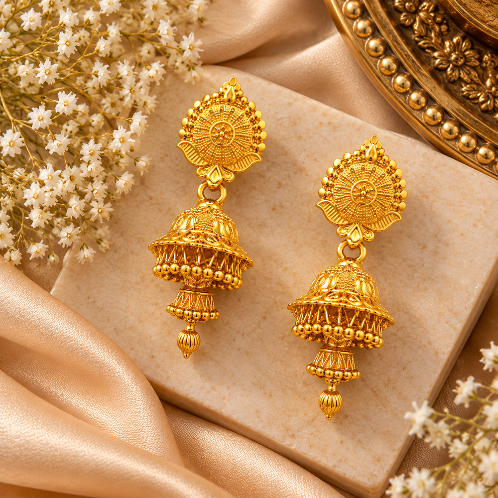 The99Jewel Stylish Gold Plated Jhumka Earrings | Traditional Fashion Jewellery for Festive & Party Wear